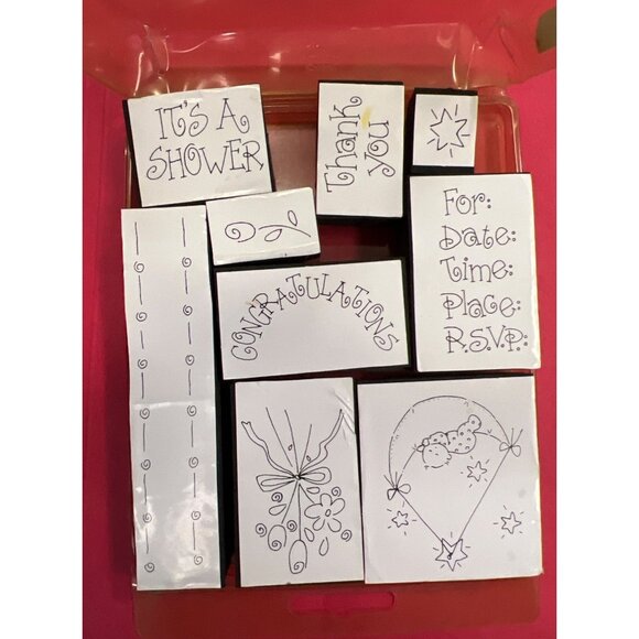 VINTAGE 9 Pc Foam Mounted Rubber Stamp set Brides and Babies 1994 By Stampin Up - Picture 6 of 6